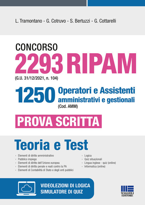 Cover of Concorso 2293 RIPAM (G.U. 31/12/2021, n. 104) 1250 operatori e assistenti amministrativi e gestionali (Cod. AMM). Prova scritta