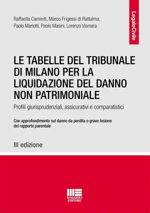 Cover of tabelle del Tribunale di Milano per la liquidazione del danno non patrimoniale