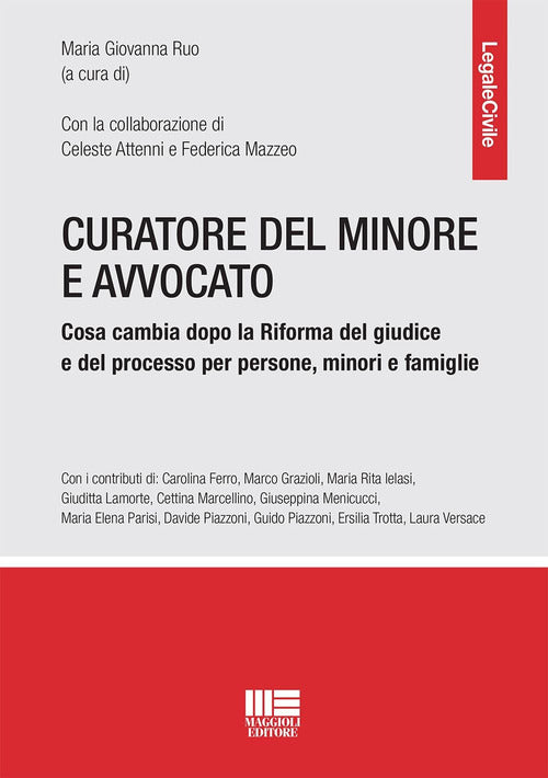Cover of Curatore del minore e avvocato. Cosa cambia dopo la riforma del giudice e del processo per persone, minori e famiglie