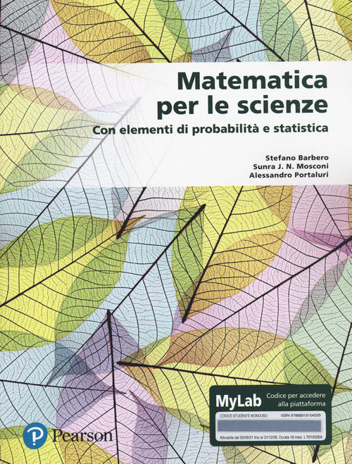 Cover of Matematica per le scienze. Con elementi di probabilità e statistica
