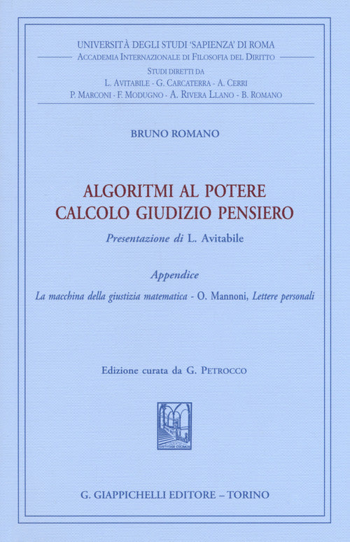 Cover of Algoritmi al potere. Calcolo giudizio pensiero