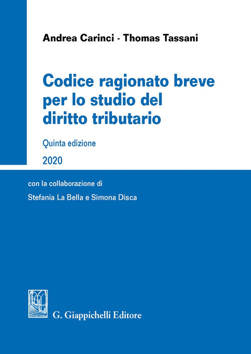 Cover of Codice ragionato breve per lo studio del diritto tributario