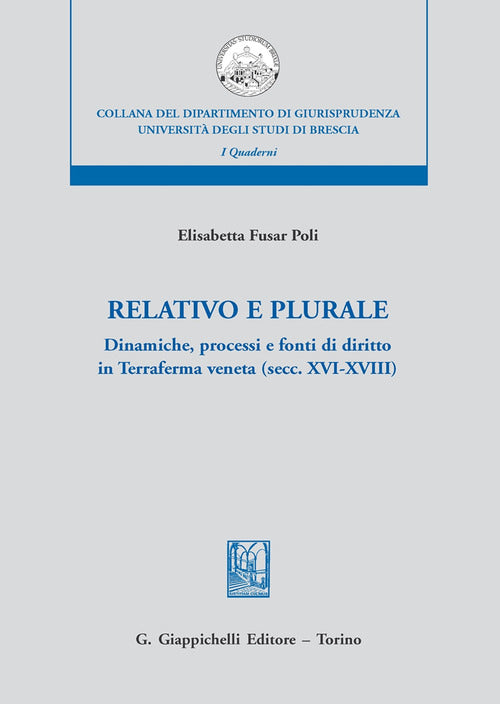Cover of Relativo e plurale. Dinamiche, processi e fonti di diritto in Terraferma veneta (secc. XVI-XVIII)
