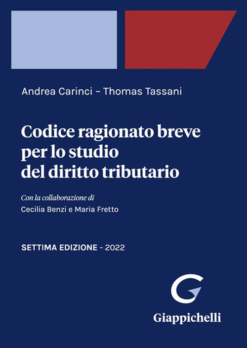 Cover of Codice ragionato breve per lo studio del diritto tributario