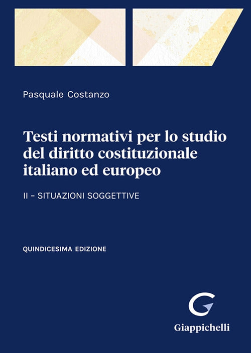 Cover of Testi normativi per lo studio del diritto costituzionale italiano ed europeo