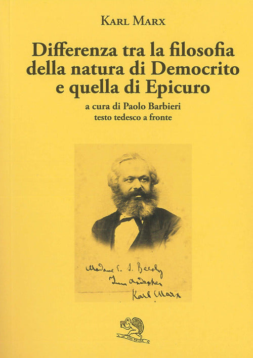 Cover of Differenza tra la filosofia della natura di Democrito e quella di Epicuro. Testo tedesco a fronte