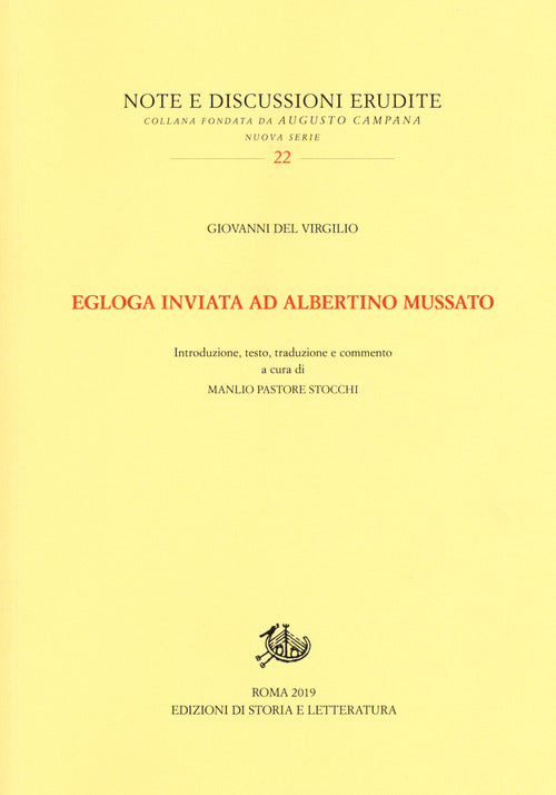 Cover of Egloga inviata ad Albertino Mussato. Testo latino a fronte