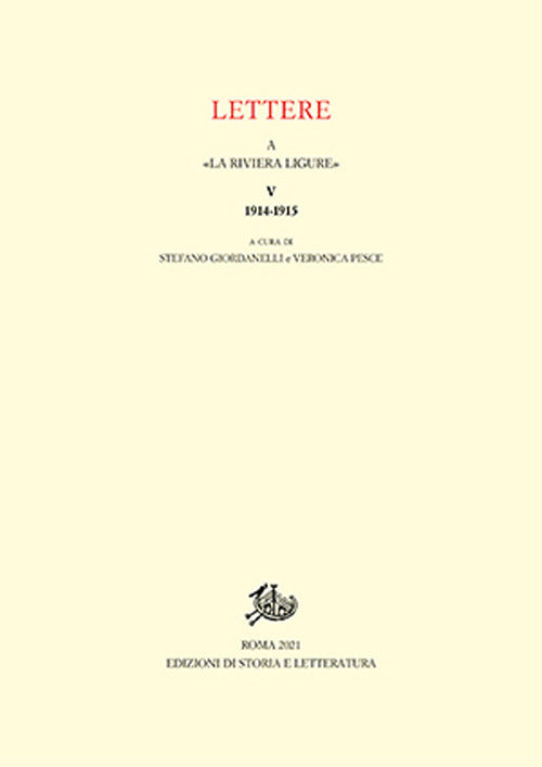 Cover of Lettere a «La Riviera Ligure»