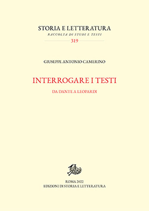 Cover of Interrogare i testi. Da Dante a Leopardi