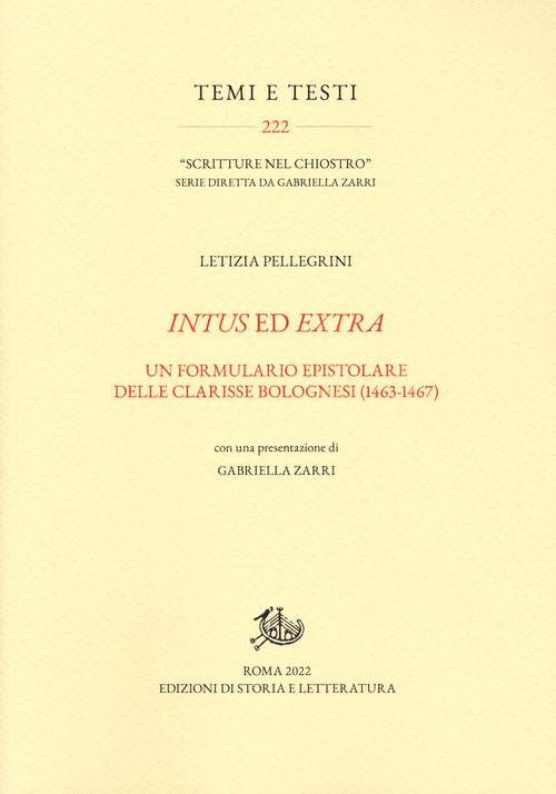 Cover of Intus ed extra. Un formulario epistolare delle clarisse bolognesi (1463-1467)