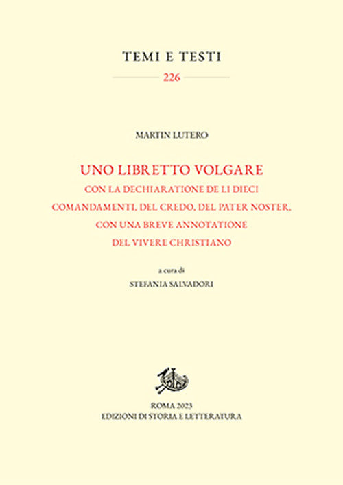 Cover of libretto volgare con la dechiaratione de li dieci comandamenti, del Credo, del Pater noster, con una breve annotatione del vivere christiano