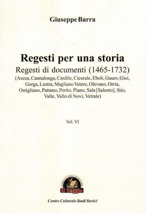 Cover of Regesti per una storia