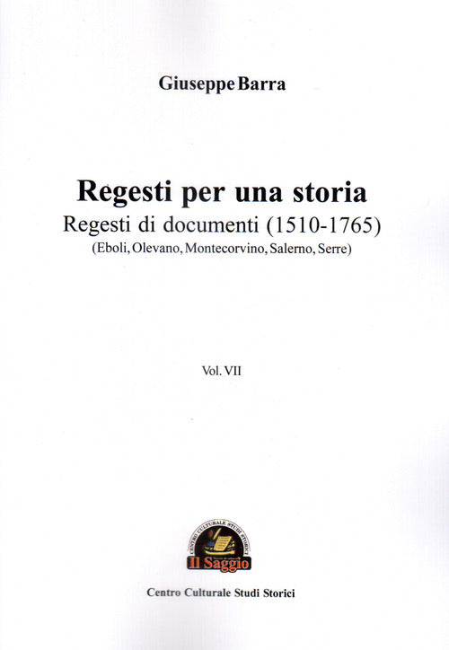 Cover of Regesti per una storia