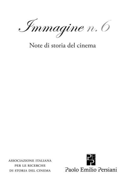 Cover of Immagine. Note di storia del cinema