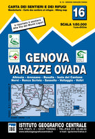 Cover of Carta n. 16 Genova, Varazze, Ovada 1:50.000. Carta dei sentieri e dei rifugi