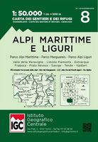 Cover of Carta n. 8 Alpi Marittime e Liguri 1:50.000. Carta dei sentieri e dei rifugi