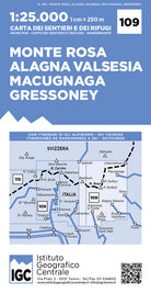 Cover of Carta n. 109 Monte Rosa, Alagna Valsesia, Macugnaga, Gressoney 1:25.000. Carta dei sentieri e dei rifugi