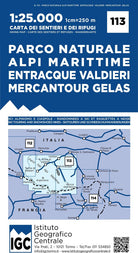 Cover of Carta n. 113 Parco naturale Alpi Marittime, Entracque, Valdieri, Mercantour, Gelas 1:25.000. Carta dei sentieri e dei rifugi