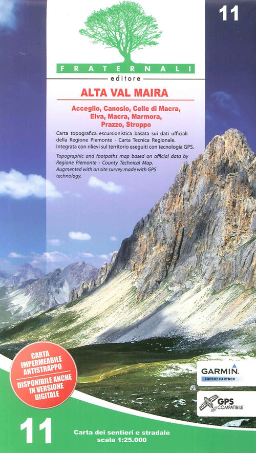 Cover of Carta n. 11. Alta valle Varaita, alta valle Maira. Carta dei sentieri e stradale 1:25.000