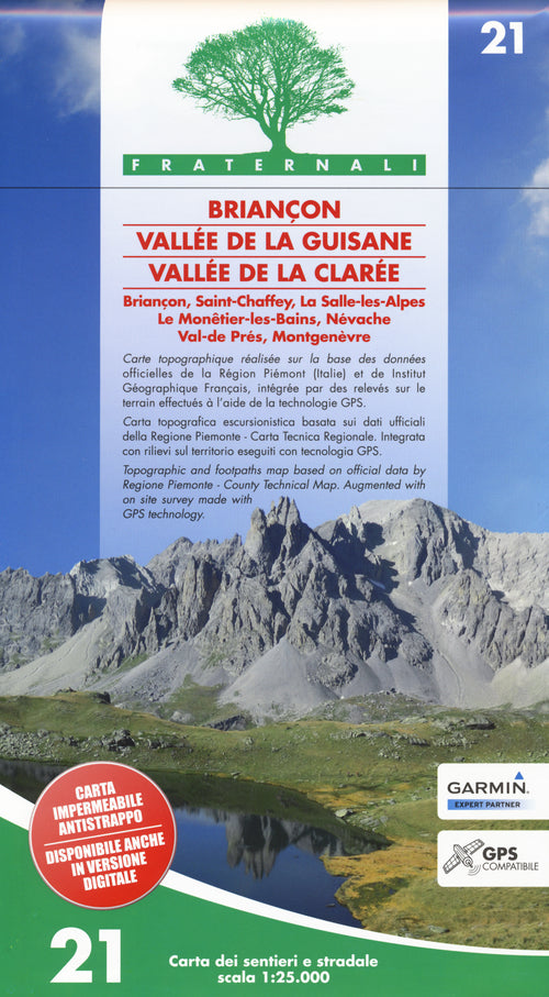 Cover of Carta n. 21. Briançon, Vallée de la Guisane, Vallée de la Clarée. Carta dei sentieri e stradale scala 1:25.000