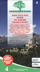 Cover of Carta n. 4. Bassa Valle Susa, Musiné, Val Sangone, Collina di Rivoli. Carta dei sentieri e stradale 1:25.000. Adatto a GPS