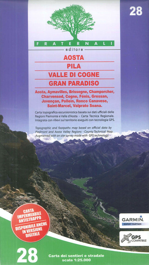 Cover of Carta n. 28. Aosta, Pila, Valle di Cogne, Gran Paradiso 1:25.000