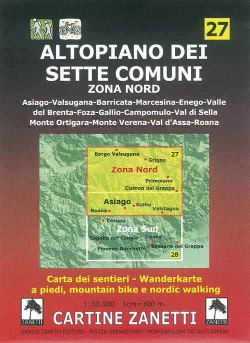 Cover of Altopiano dei Sette Comuni. Zona nord. 1:30.000 1cm=300m. Carta dei sentieri a piedi, mountain bike e nordic walking