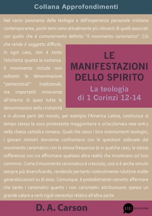 Cover of manifestazioni dello Spirito. La teologia di 1 Corinzi 12-14
