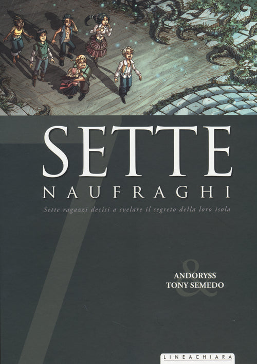 Cover of Sette naufraghi. Sette ragazzi decisi a svelare il segreto della loro isola