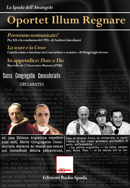 Cover of Oportet illum regnare. Peronismo scomunicato? La scure e la croce