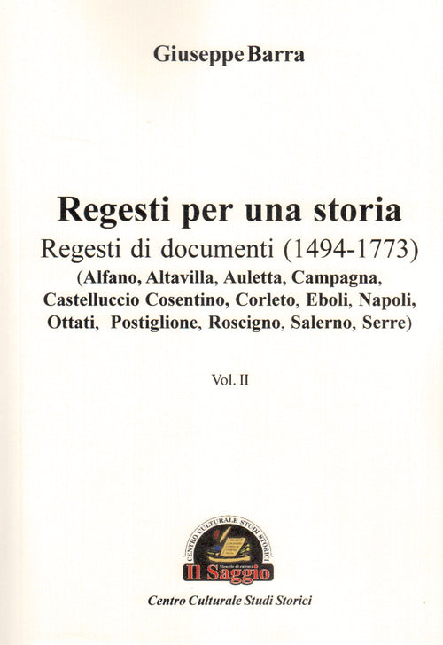 Cover of Regesti per una storia