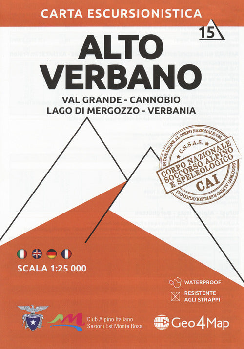 Cover of Carta escursionistica Alto Verbano. Scala 1:25.000. Ediz. italiana, inglese, francese e tedesca