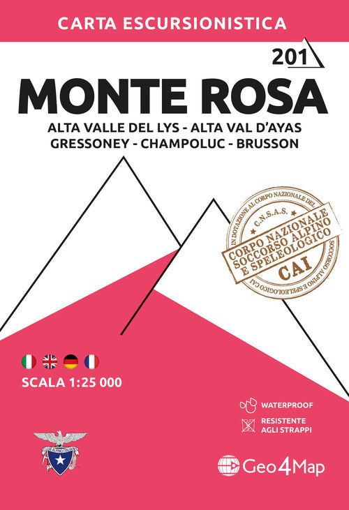Cover of Monte Rosa. Alta Valle del Lys, Alta Valle d'Ayas, Champoluc e Brusson 1:25.000