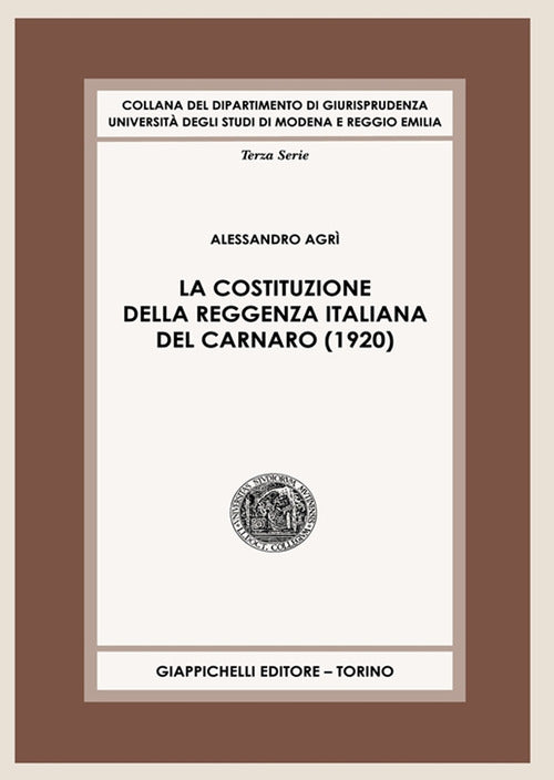 Cover of Costituzione della Reggenza italiana del Carnaro (1920)
