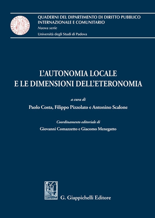 Cover of autonomia locale e le dimensioni dell'eteronomia