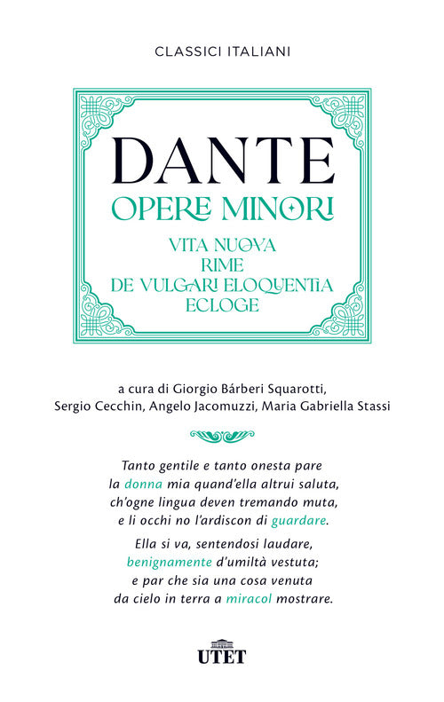 Cover of Opere minori: Vita nuova-Rime-De vulgari eloquentia-Ecloge