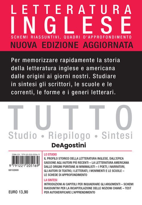 Cover of Tutto letteratura inglese. Schemi riassuntivi, quadri d'approfondimento