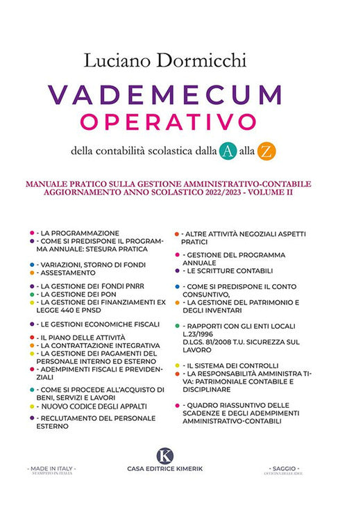 Cover of Vademecum operativo della contabilità scolastica dalla A alla Z