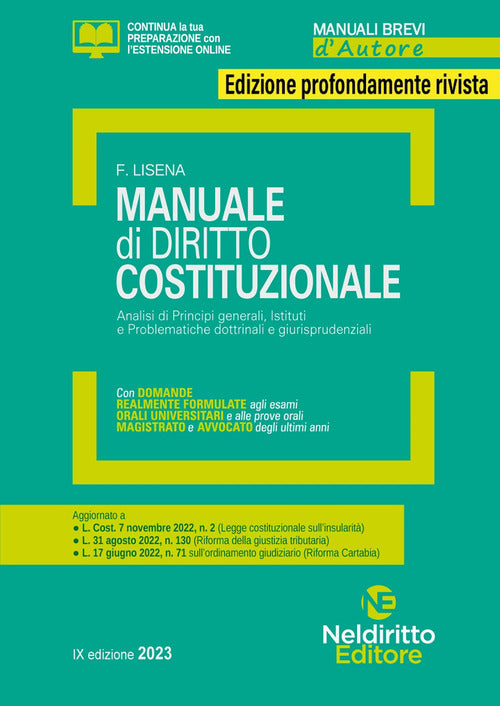 Cover of Manuale di diritto costituzionale