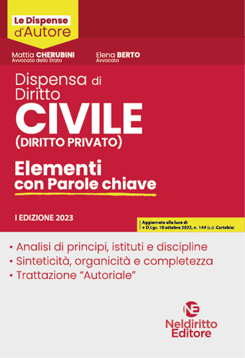 Cover of Dispensa di diritto civile. Elementi con parole chiave