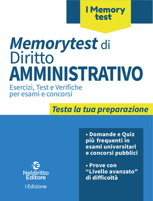 Cover of Memorytest di diritto amministrativo. Esercizi, test e verifiche per esami e concorsi