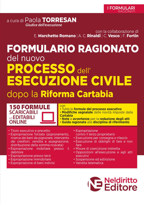 Cover of Formulario ragionato del nuovo processo dell'esecuzione civile dopo la riforma Cartabia