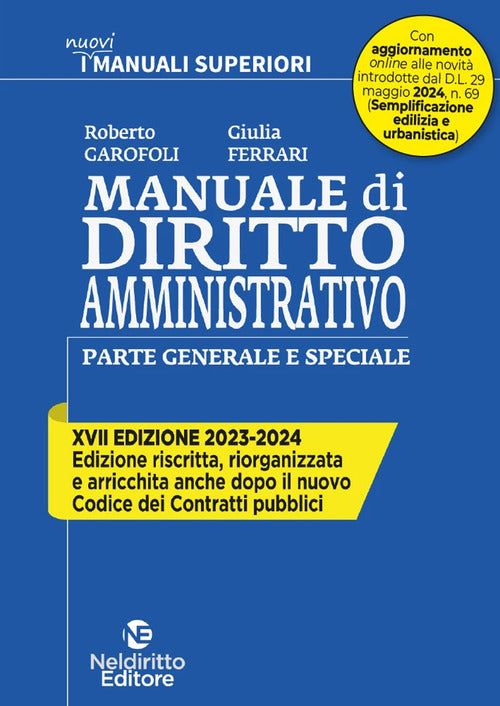 Cover of Manuale di diritto amministrativo. Parte generale e speciale