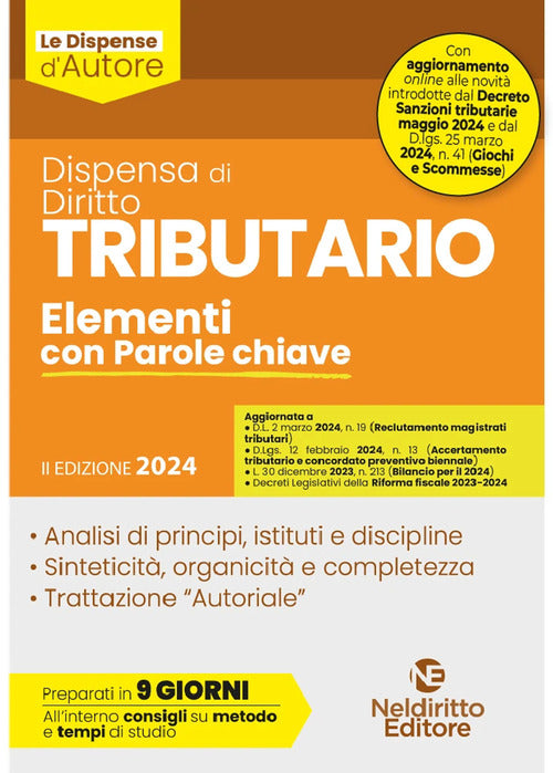 Dispensa di diritto tributario. Elementi con parole chiave