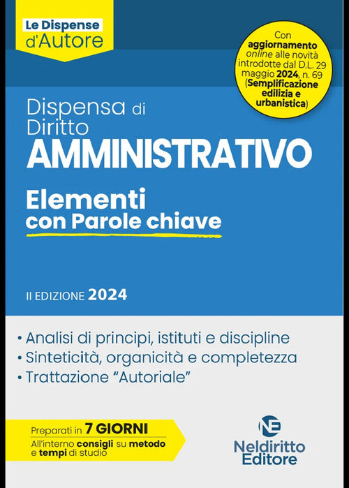 Cover of Dispensa di diritto amministrativo. Elementi con parole chiave