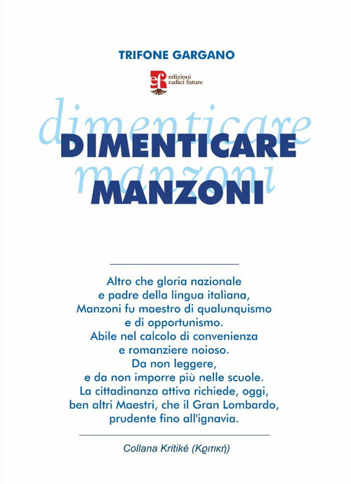 Cover of Dimenticare Manzoni