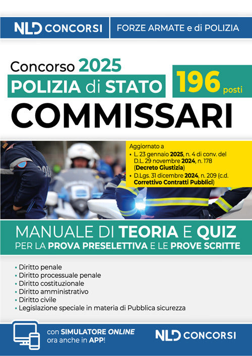 Concorso Commissari Polizia di Stato. Manuale di teoria e scritta per la prove preselettiva e scritta 2025