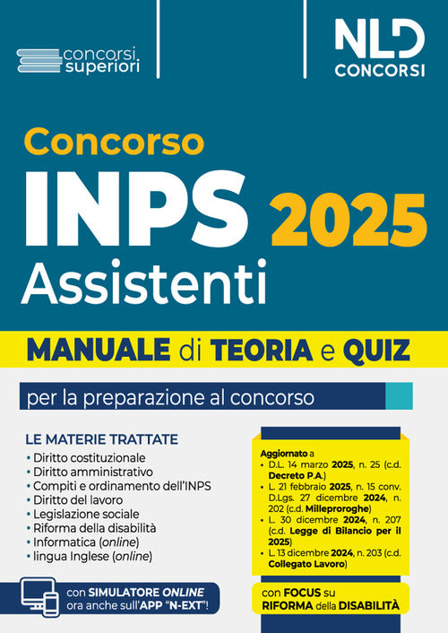 Concorso INPS per assistenti diplomati. Manuale teoria e quiz 2025