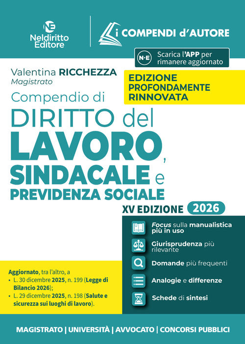 Compendio di diritto del lavoro, sindacale e della previdenza sociale 2026