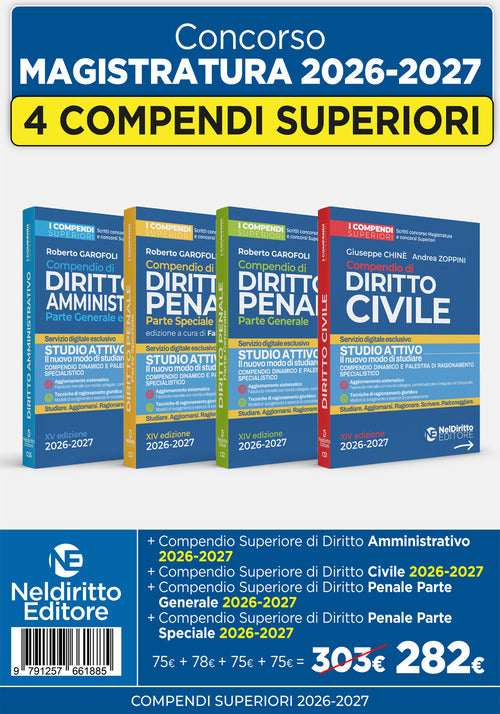Kit 4 compendi superiori Civile, Penale e Amministrativo 2026-2027